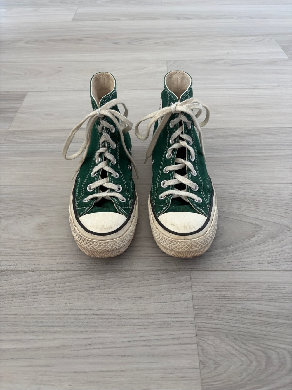 Kids Green High-Top Canvas Sneakers with White Laces
